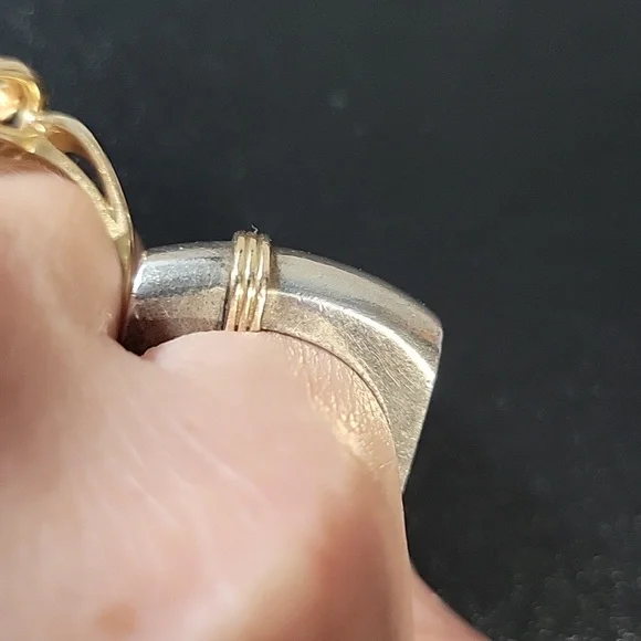 Vintage Unisex Ring Silver And 14kGold Ring - Picture 4 of 9